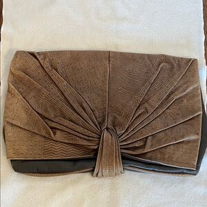 Macy's California leather texture made in Italy Textured Brown large Clutch